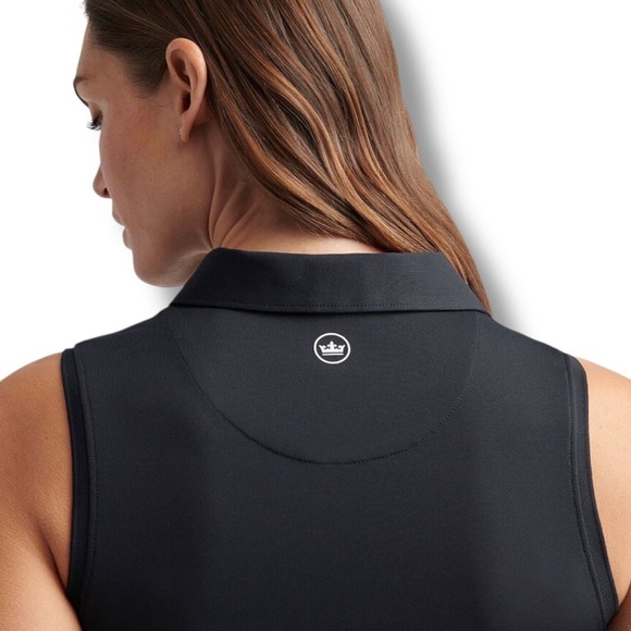 Peter Millar Womens Sleeveless Golf Polo Shirt Black LEDEK08S Size L NWT - Picture 4 of 16